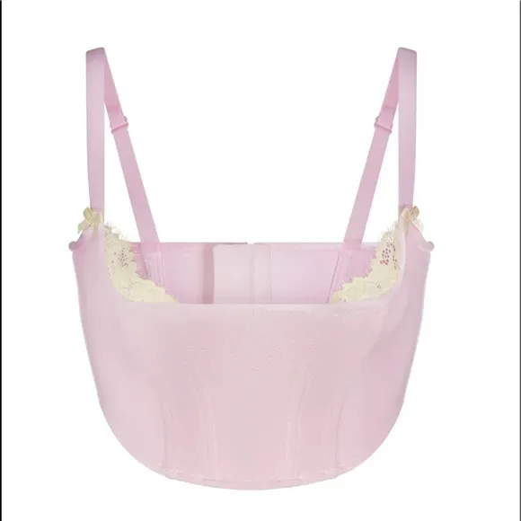 NWT SKIMS Velvet Lace Corset in Cherry Blossom