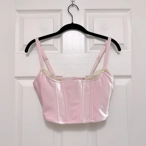 NWT SKIMS Velvet Lace Corset in Cherry Blossom