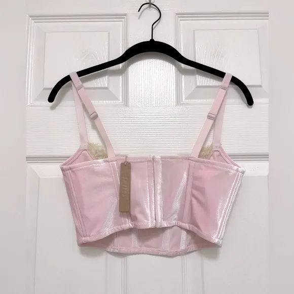 NWT SKIMS Velvet Lace Corset in Cherry Blossom