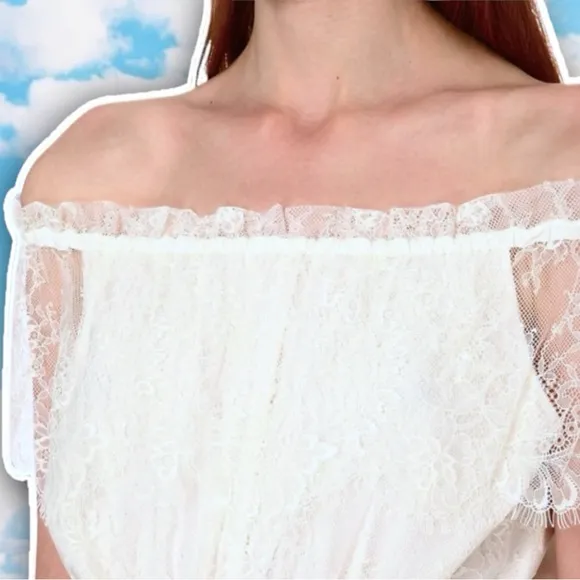 NWT THE KOOPLES Bohemian Lace Off the Shoulder Mini Dress Coquette Fairycore