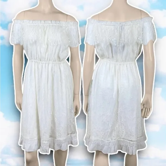 NWT THE KOOPLES Bohemian Lace Off the Shoulder Mini Dress Coquette Fairycore