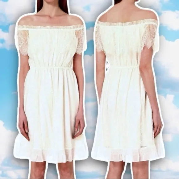 NWT THE KOOPLES Bohemian Lace Off the Shoulder Mini Dress Coquette Fairycore