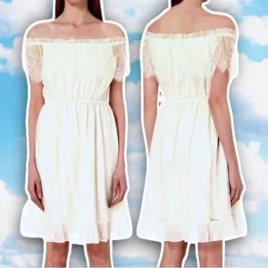 NWT THE KOOPLES Bohemian Lace Off the Shoulder Mini Dress Coquette Fairycore
