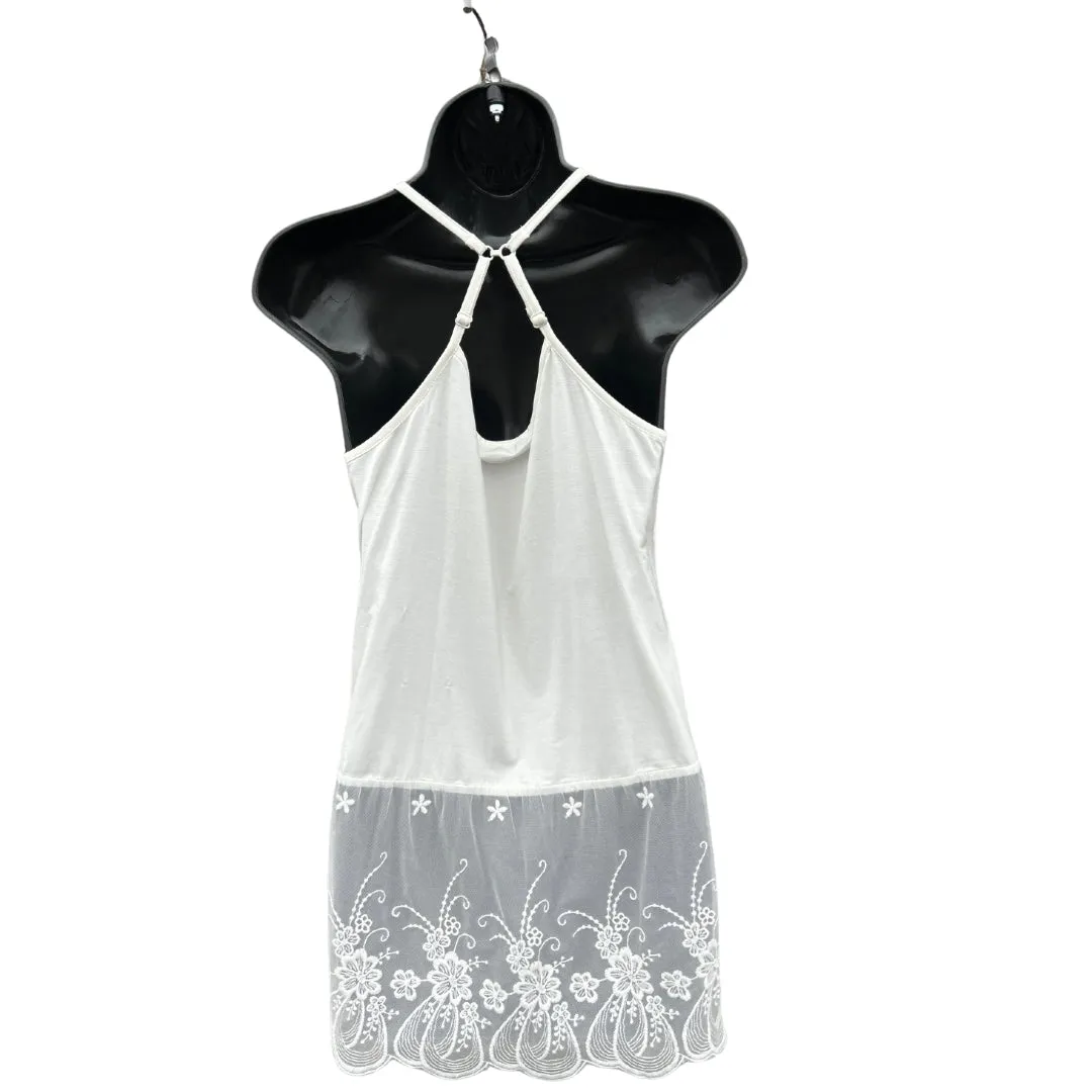 Off White Lace Tank Top Extender with Built in Shelf Bra