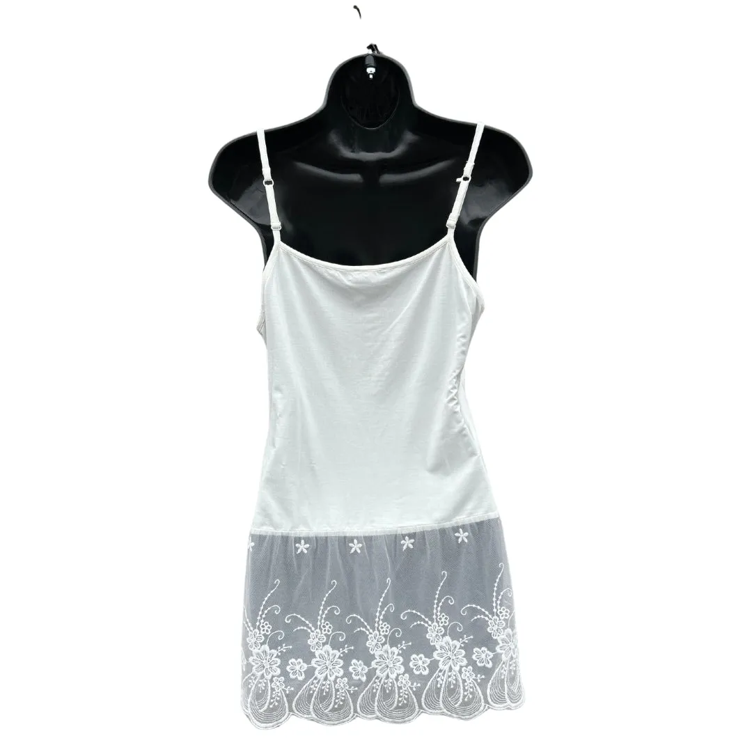 Off White Lace Tank Top Extender with Built in Shelf Bra