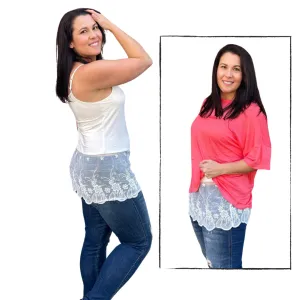 Off White Lace Tank Top Extender with Built in Shelf Bra