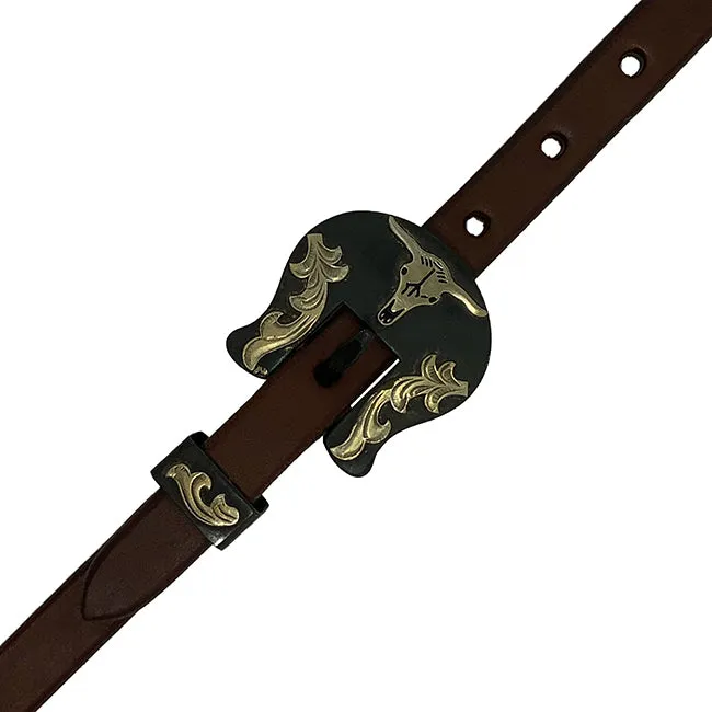 Oiled Harness Browband Headstall With Heritage Steer Buckle
