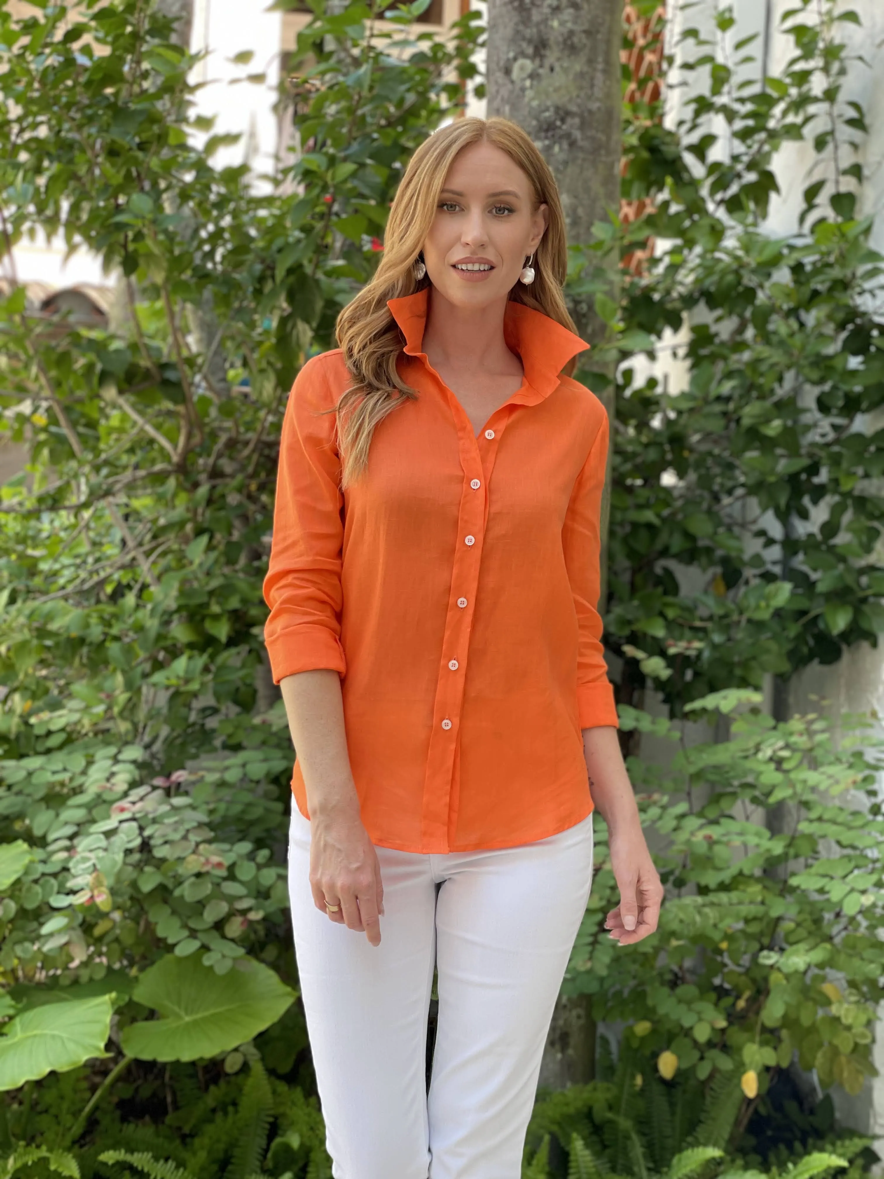 Orange Linen Shirt