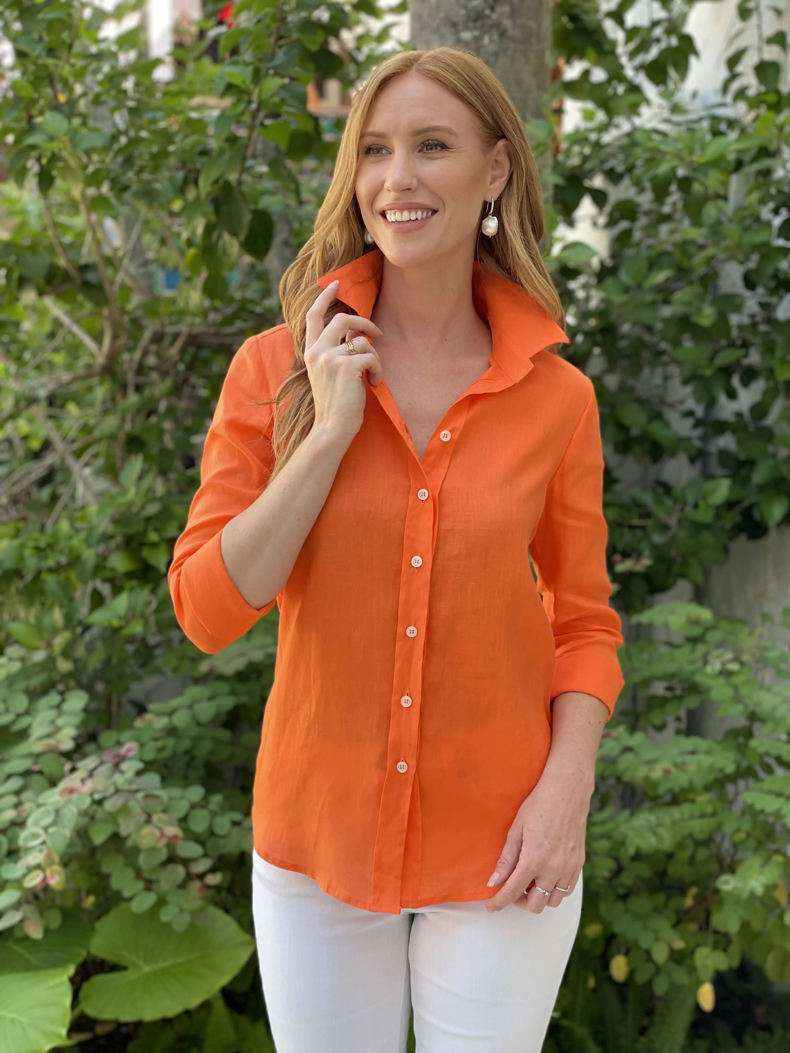 Orange Linen Shirt