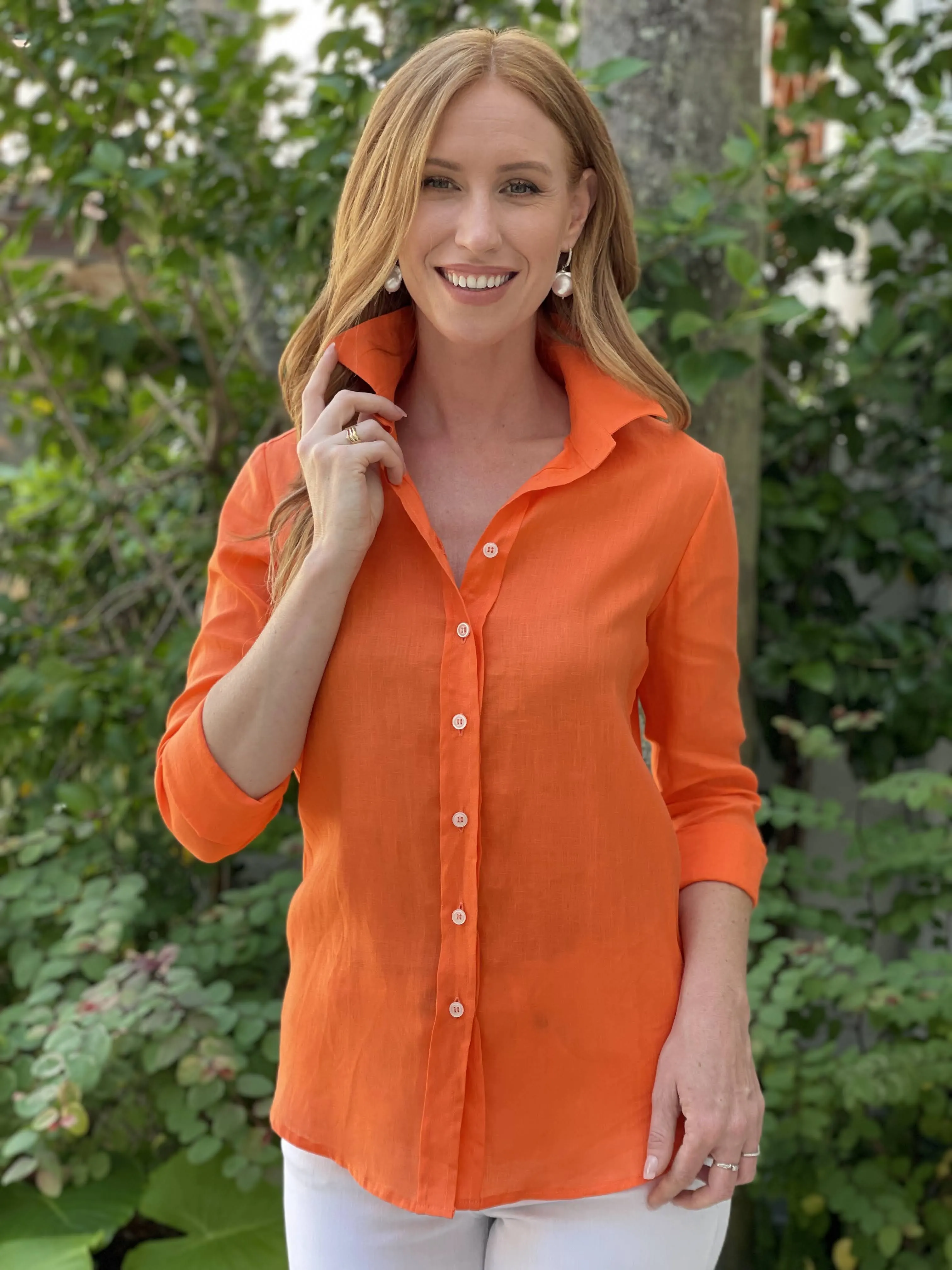 Orange Linen Shirt