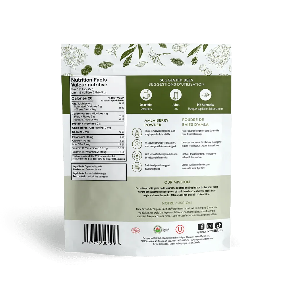 Organic Traditions Organic Amla Berry Powder 200 Grams