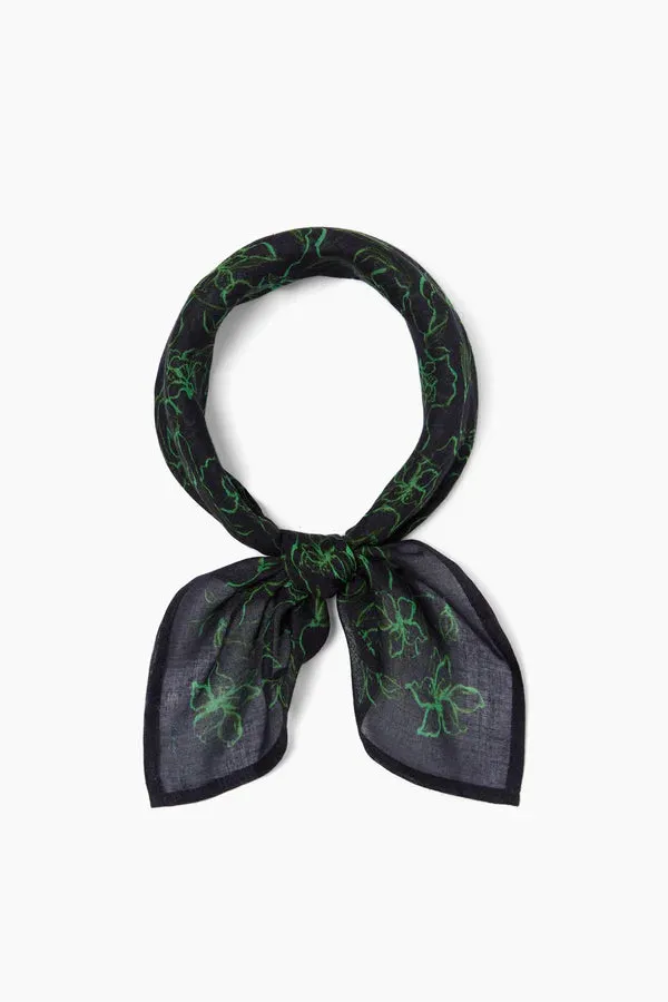 PAINTERLY FLORAL PRINT BANDANA- BLACK