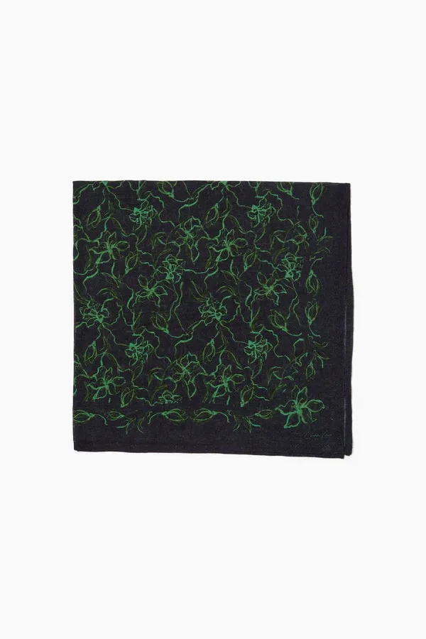 PAINTERLY FLORAL PRINT BANDANA- BLACK