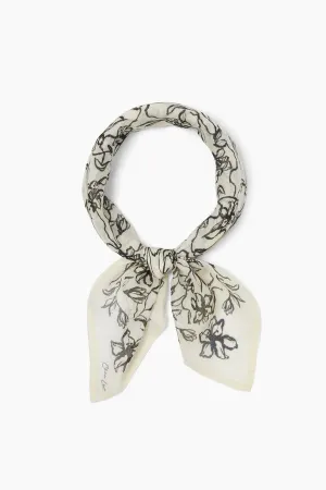 PAINTERLY FLORAL PRINT BANDANA- EGRET