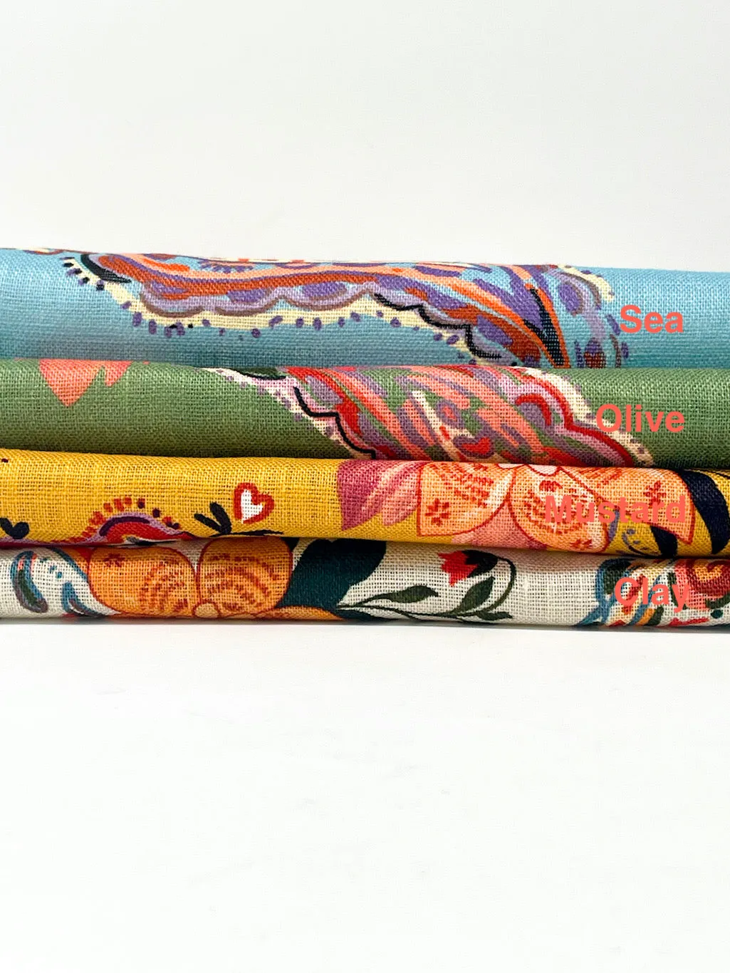 Paisley Floral Handkerchief Light Weight 100% Linen Fabric By The Yard/CL1107
