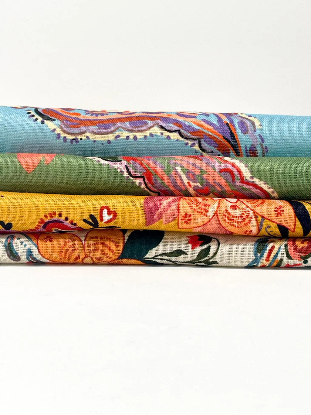 Paisley Floral Handkerchief Light Weight 100% Linen Fabric By The Yard/CL1107
