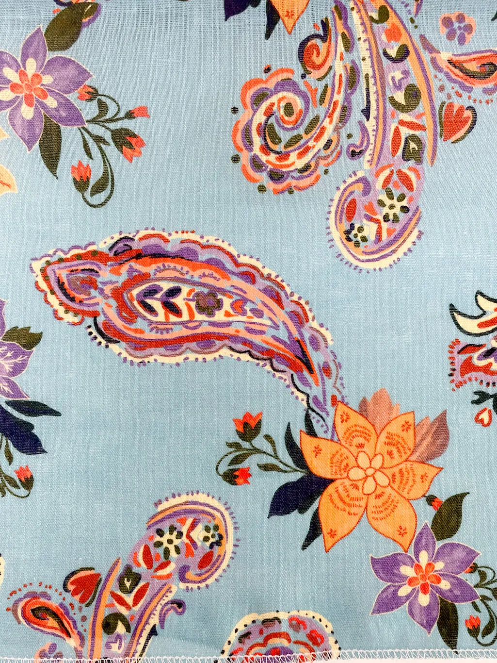 Paisley Floral Handkerchief Light Weight 100% Linen Fabric By The Yard/CL1107