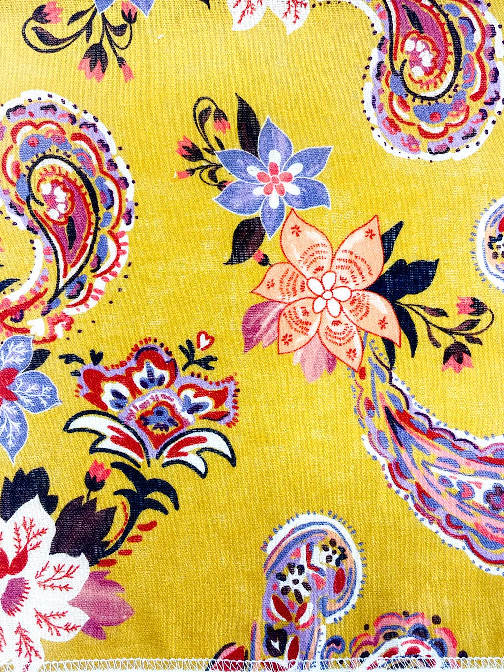 Paisley Floral Handkerchief Light Weight 100% Linen Fabric By The Yard/CL1107