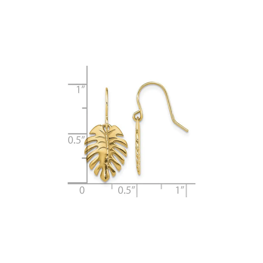 Palm Leaf Dangle Earrings (14K)