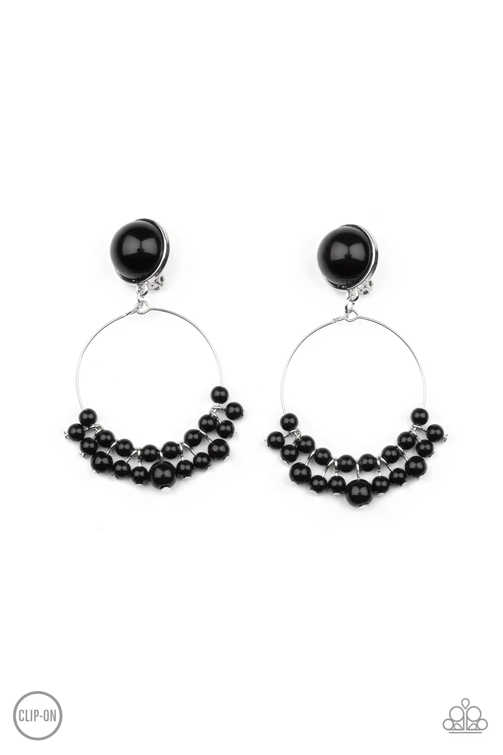Paparazzi - Cabaret Charm - Black Clip On Earrings