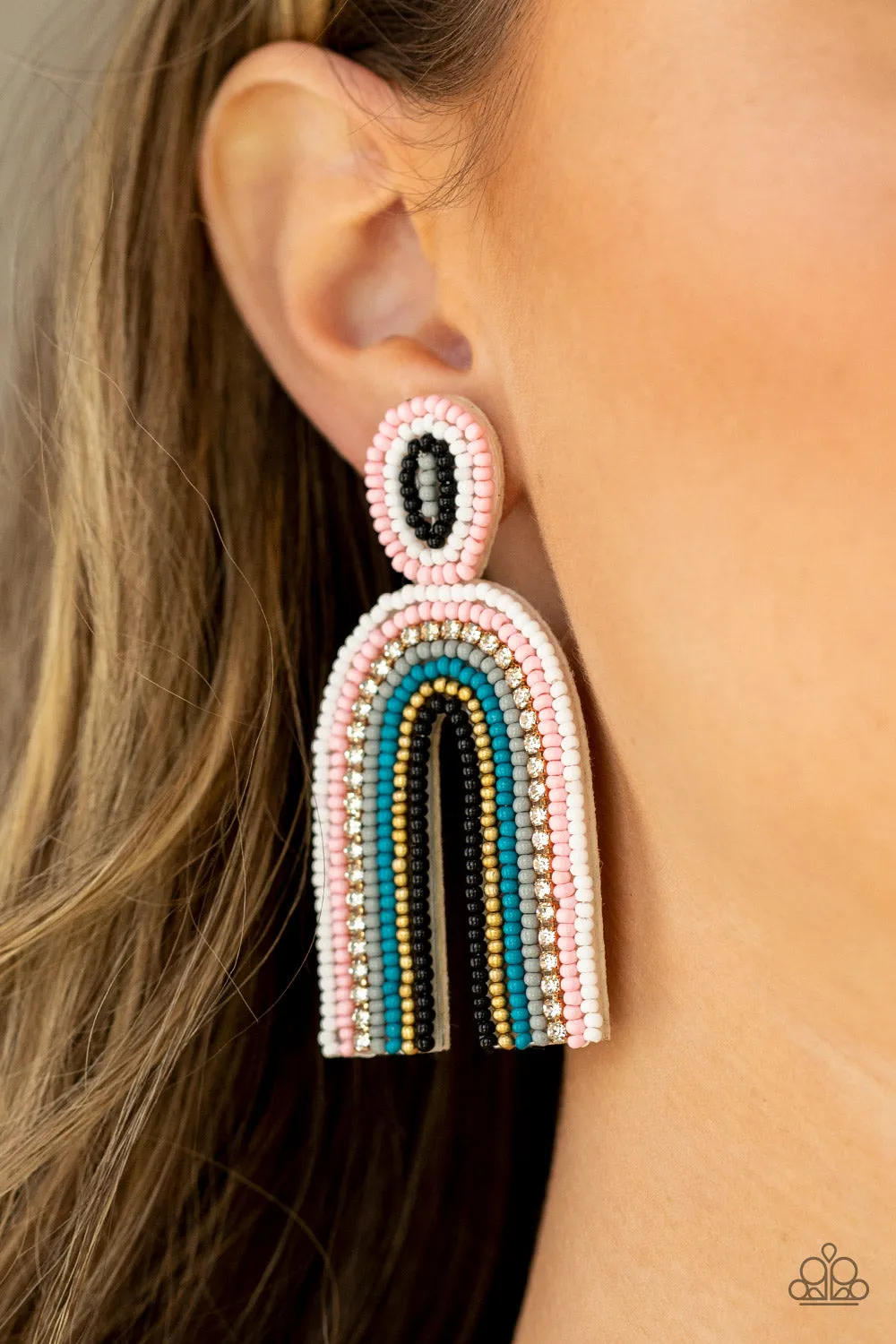 Paparazzi Rainbow Remedy - Light Pink Multi Seed Bead Earrings