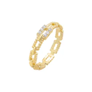 Pavé Beaded Box Chain Ring