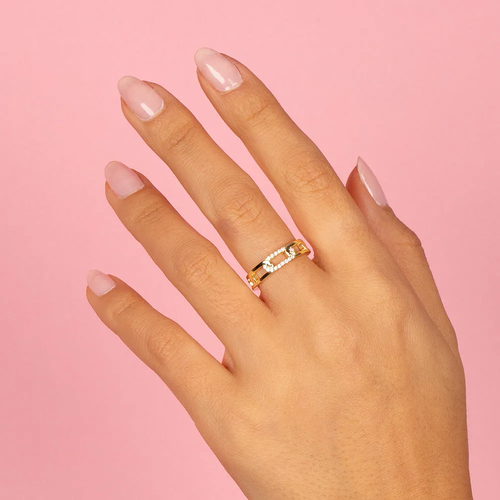 Pavé Beaded Box Chain Ring