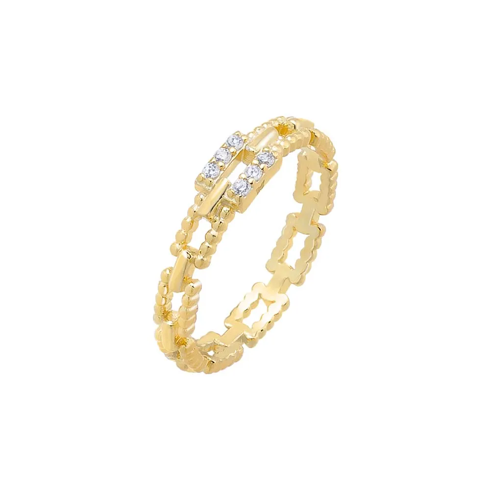 Pavé Beaded Box Chain Ring