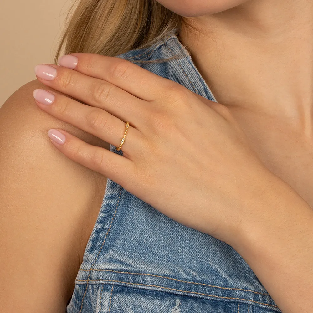 Pavé Beaded Marquise Ring