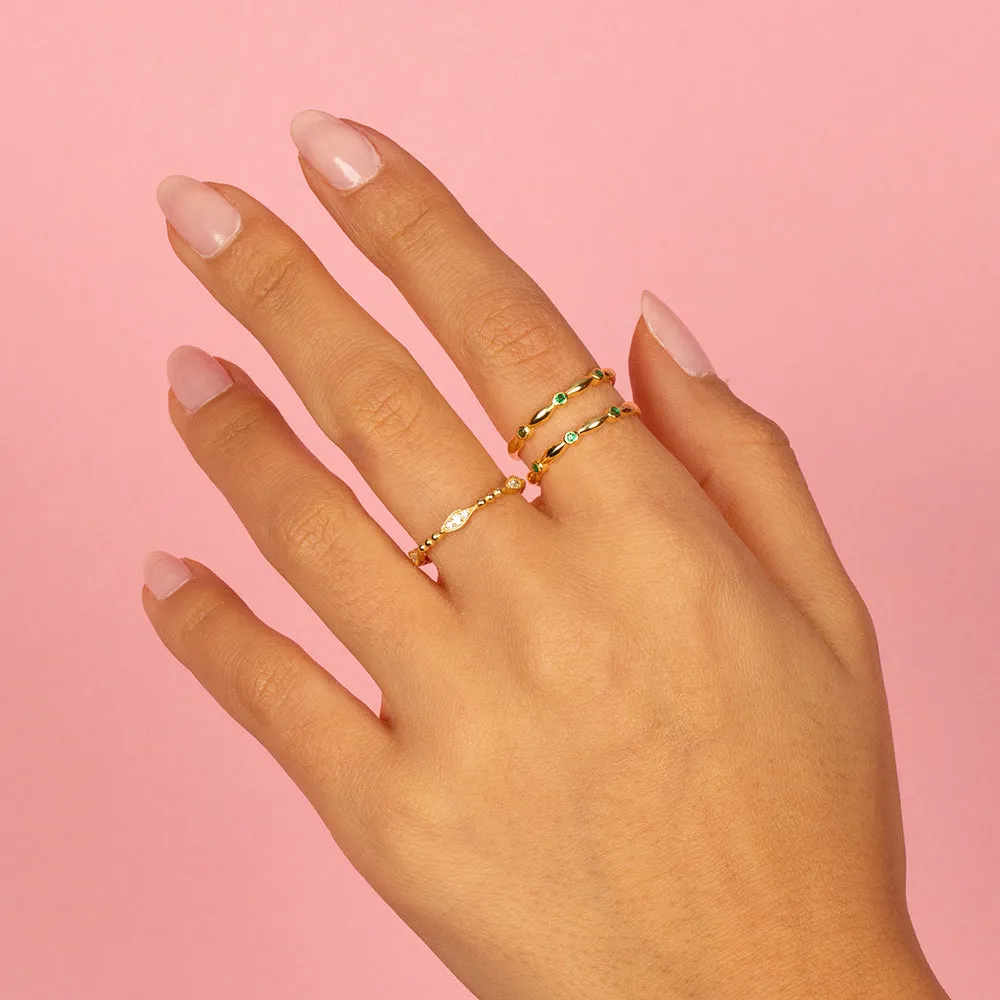 Pavé Beaded Marquise Ring