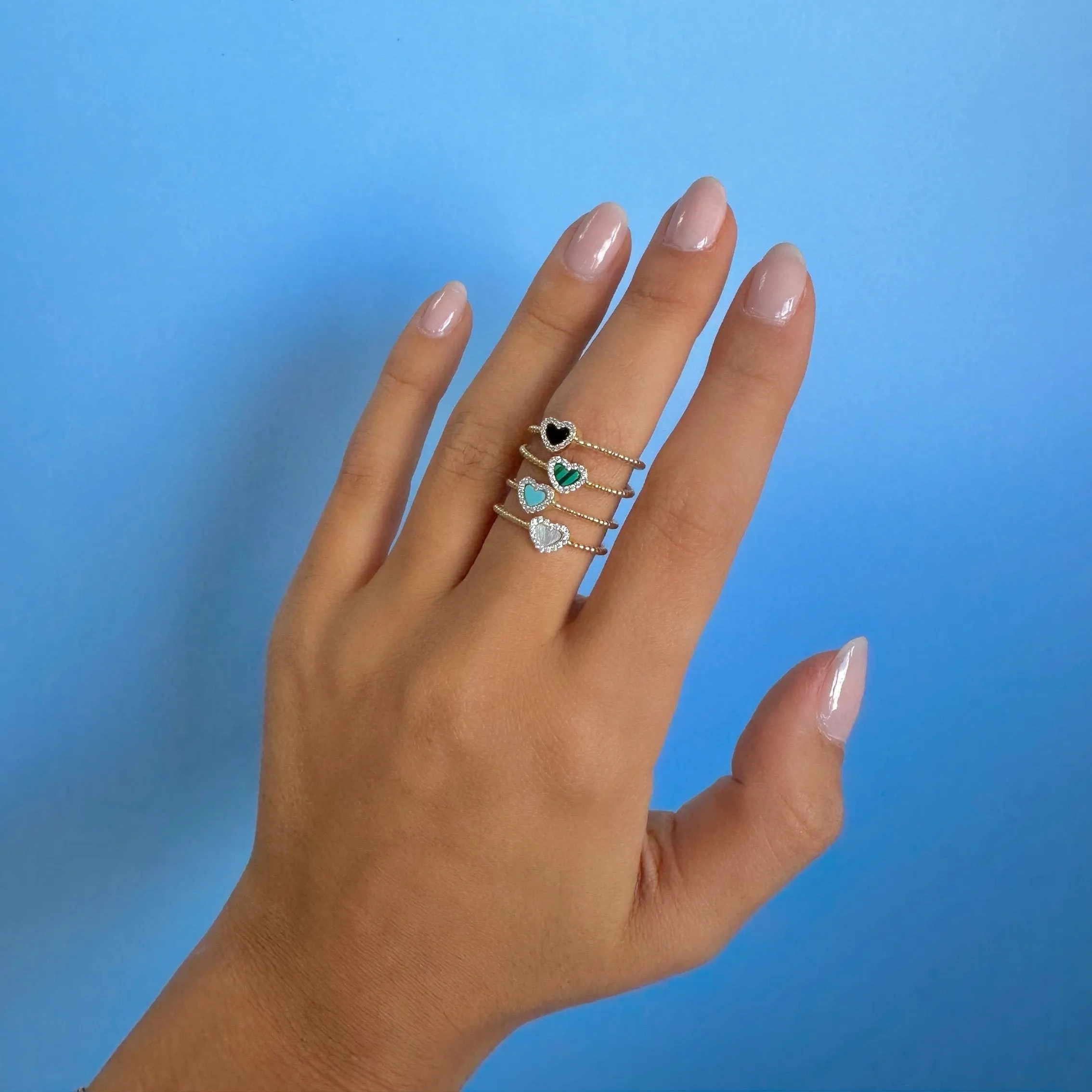 Pave Colored Gemstone Beaded Ring