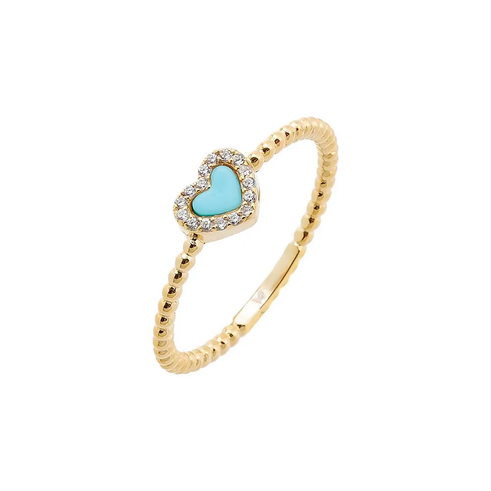 Pave Colored Gemstone Beaded Ring
