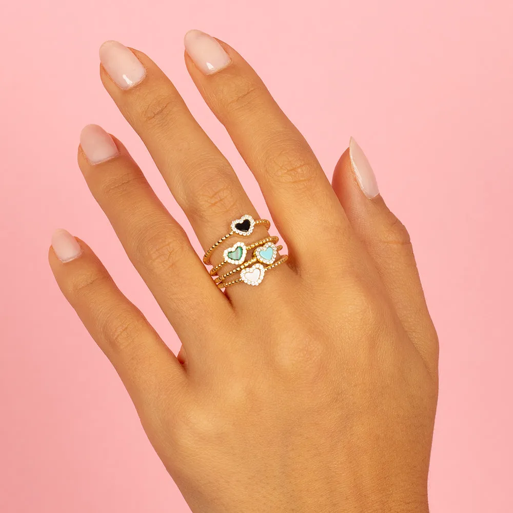 Pave Colored Gemstone Beaded Ring
