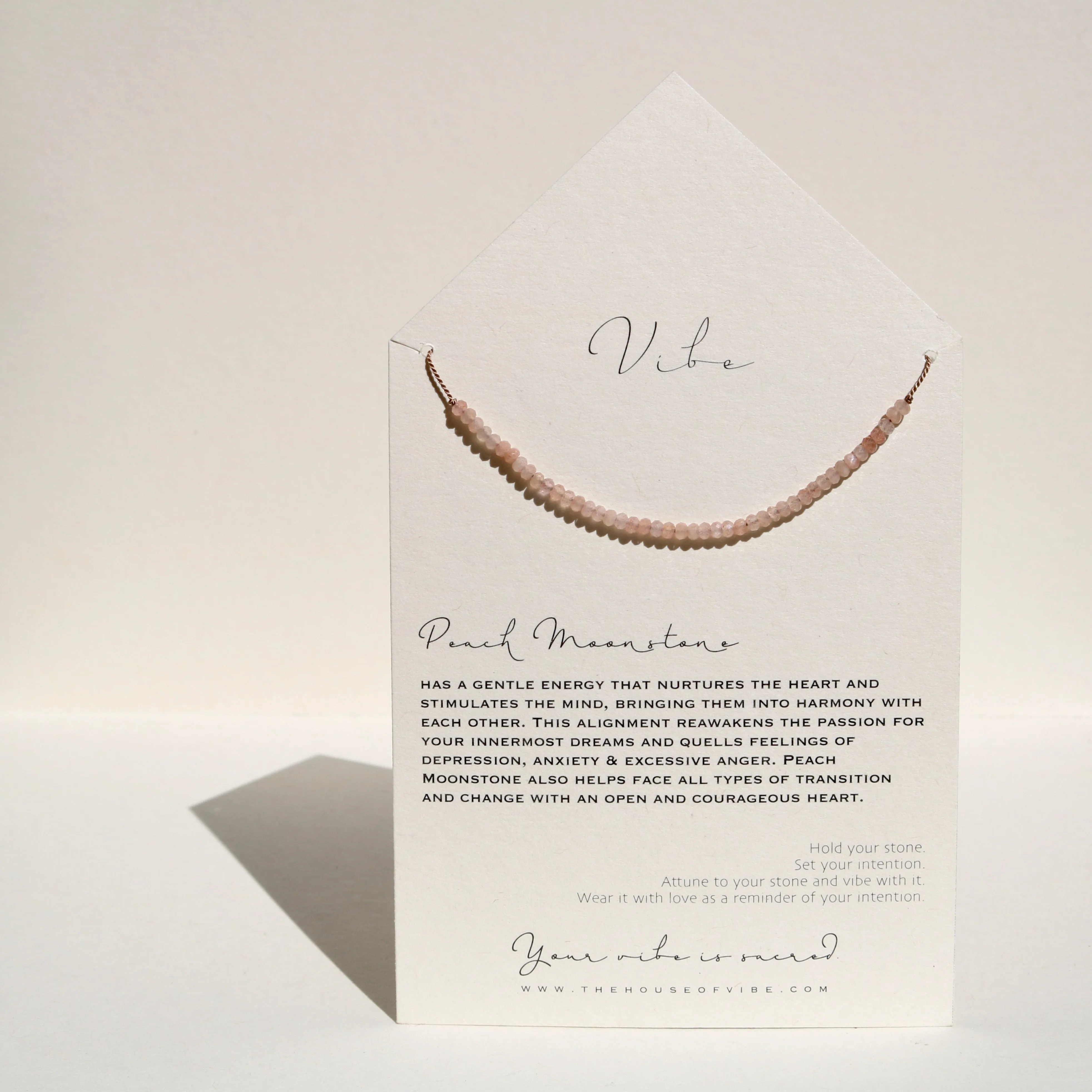PEACH MOONSTONE BEADED NECKLACE