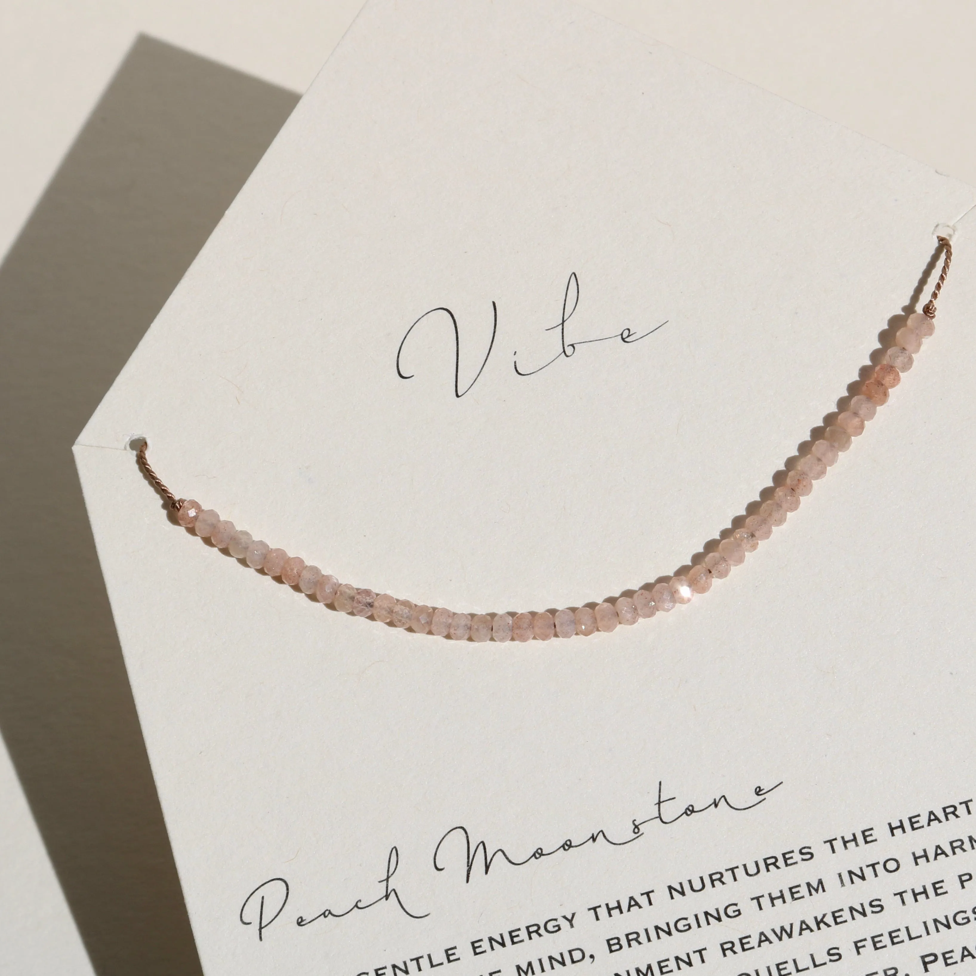 PEACH MOONSTONE BEADED NECKLACE