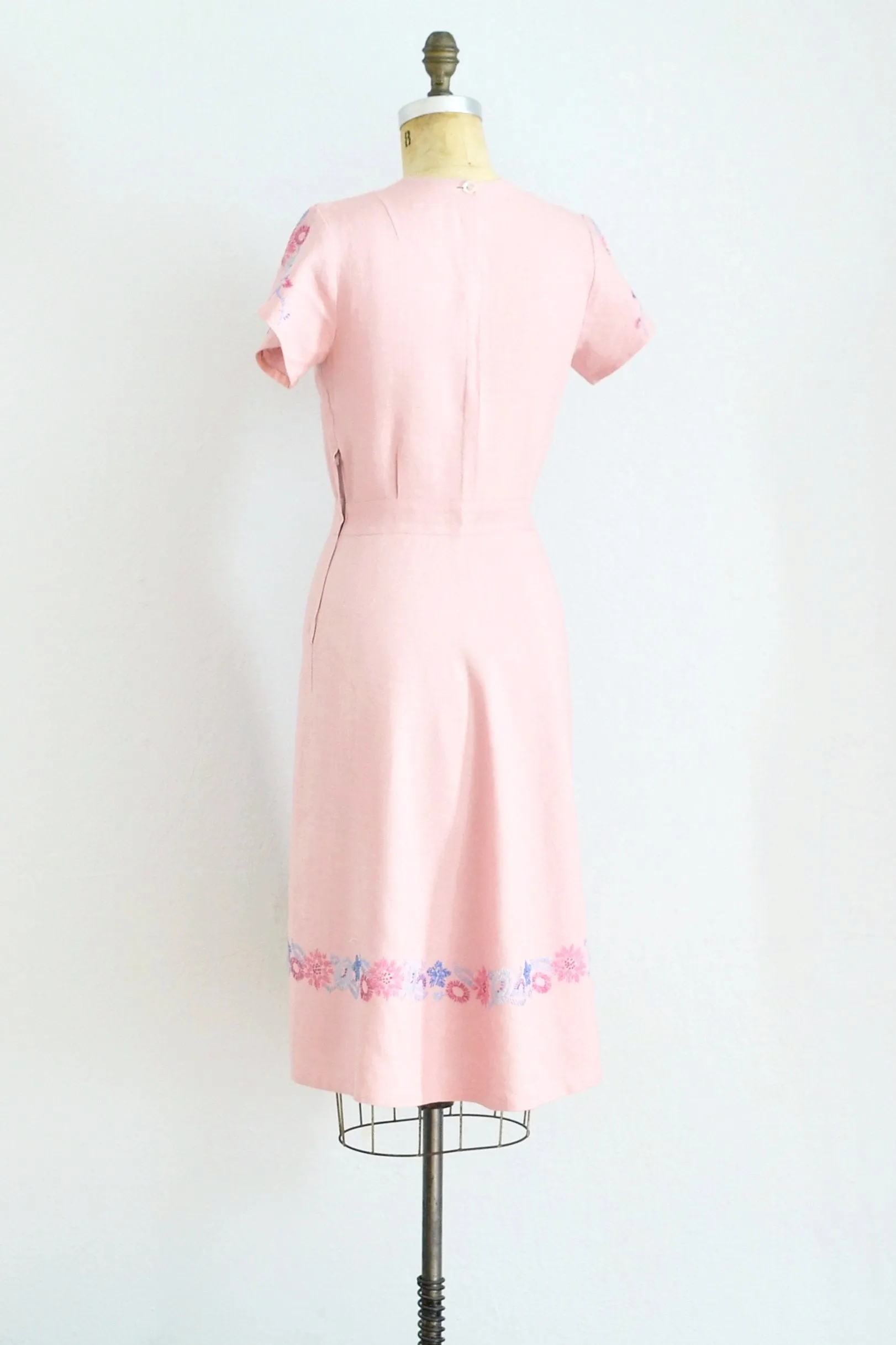 Pink Linen Dress / S