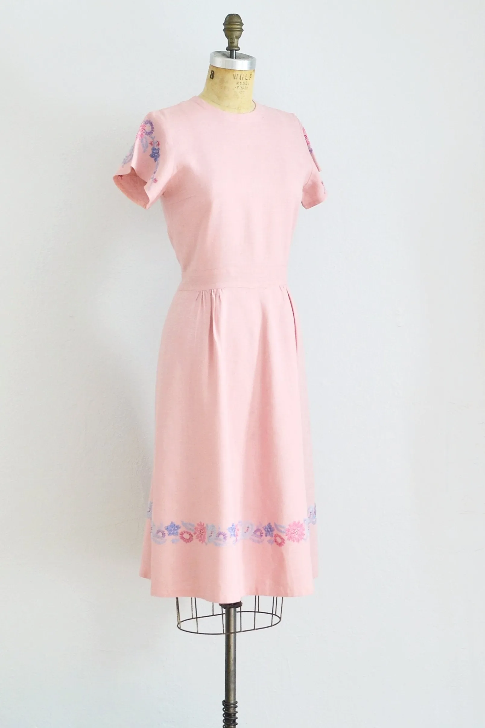 Pink Linen Dress / S