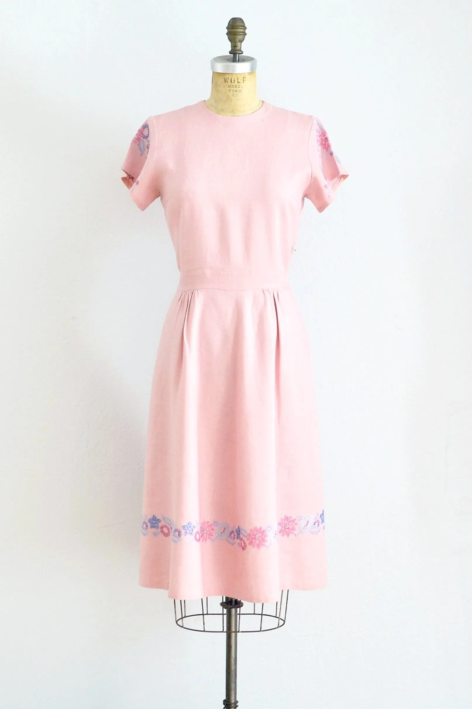 Pink Linen Dress / S