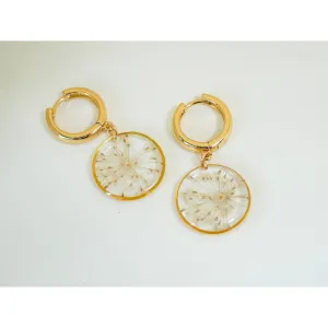 Pressed Queen Anne’s lace Flower CZ Huggies