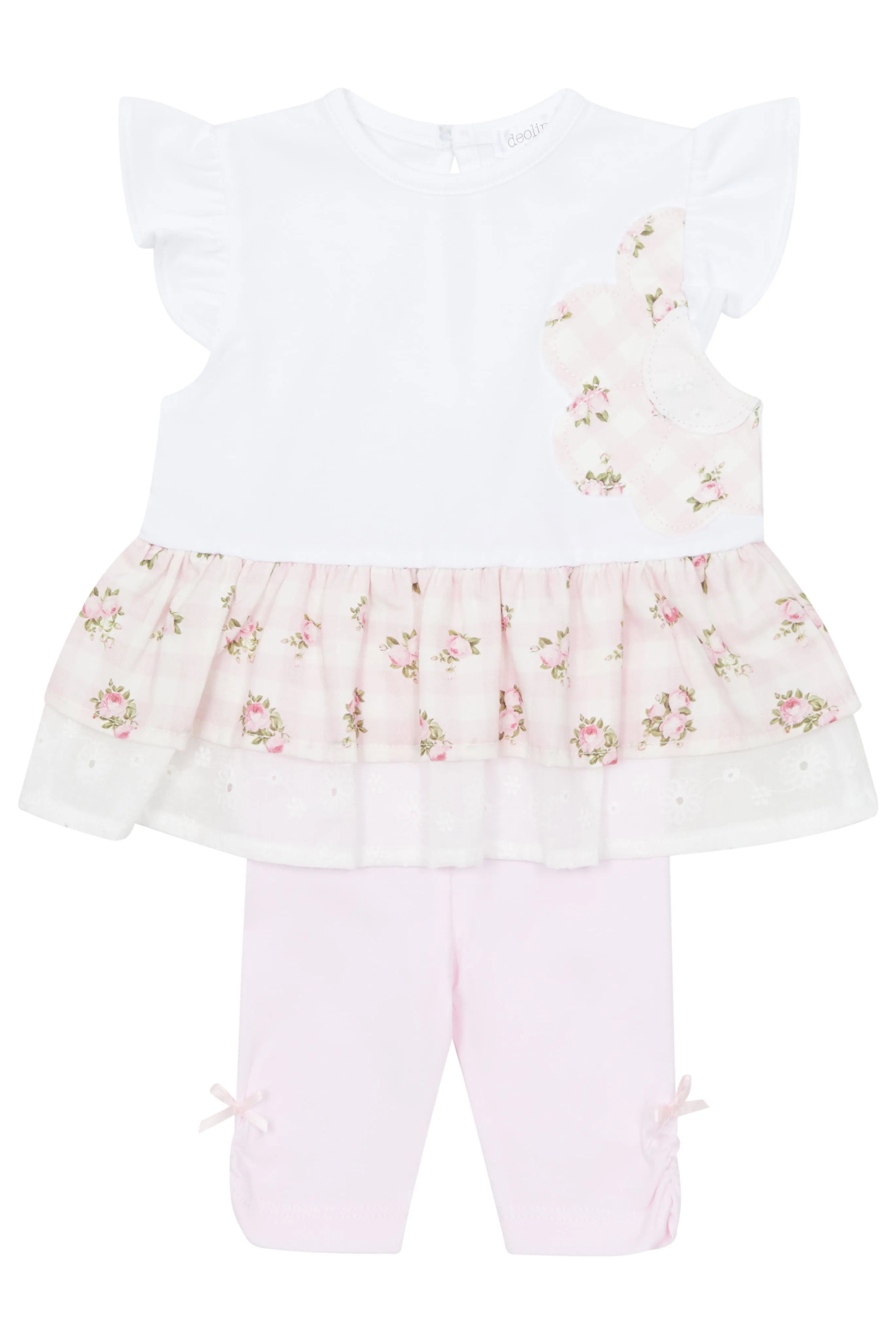 "Isla" Pink Gingham Floral Top & Leggings