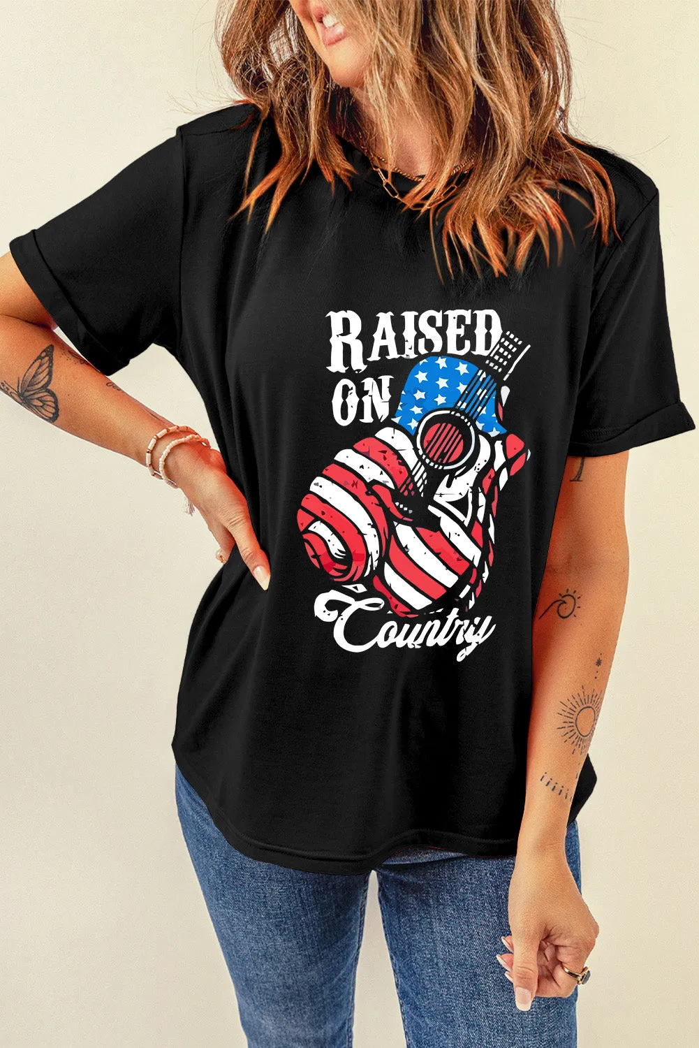 RAISED ON COUNTRY Round Neck Tee