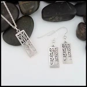 Rectangle Tree Pendant and Earring Set