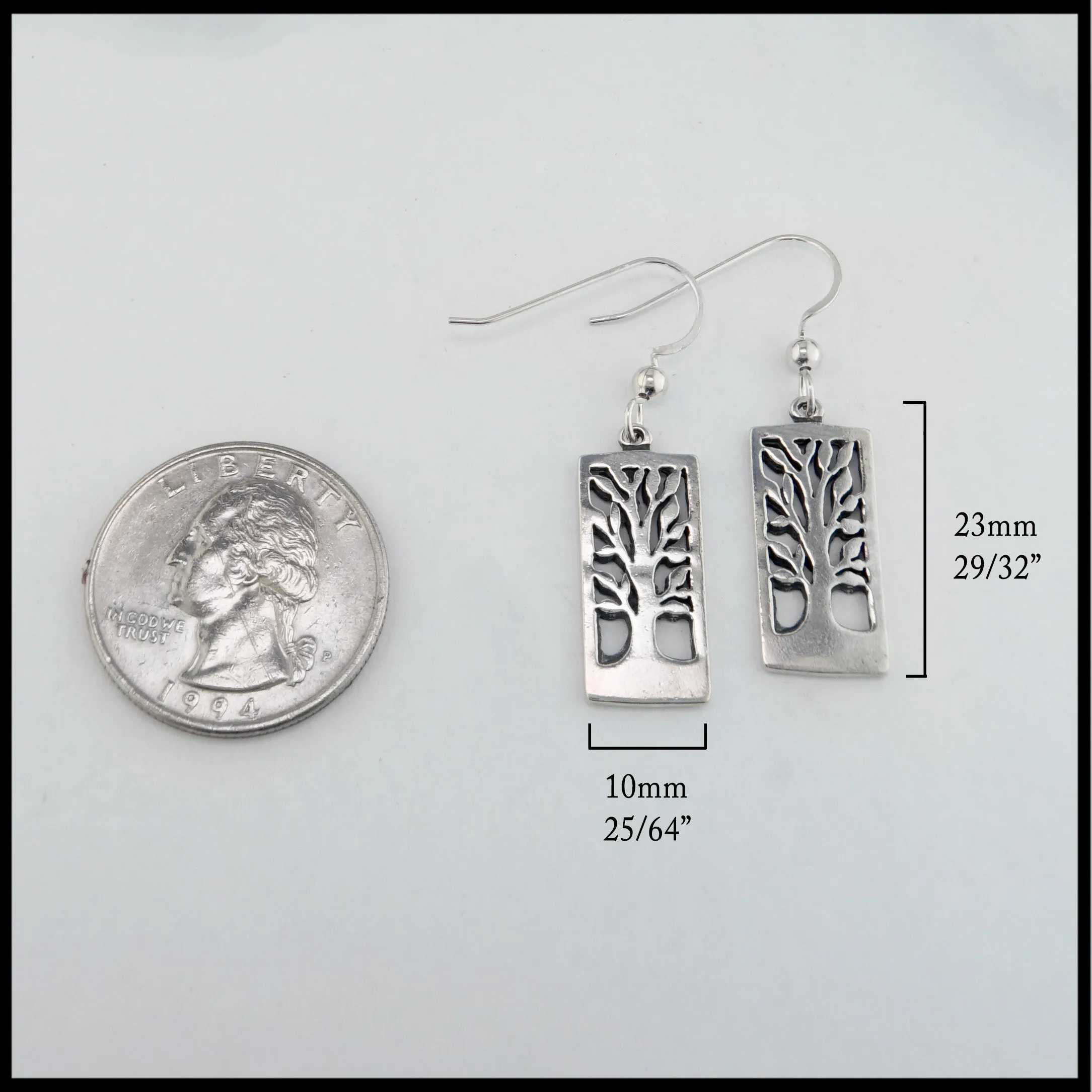 Rectangle Tree Pendant and Earring Set