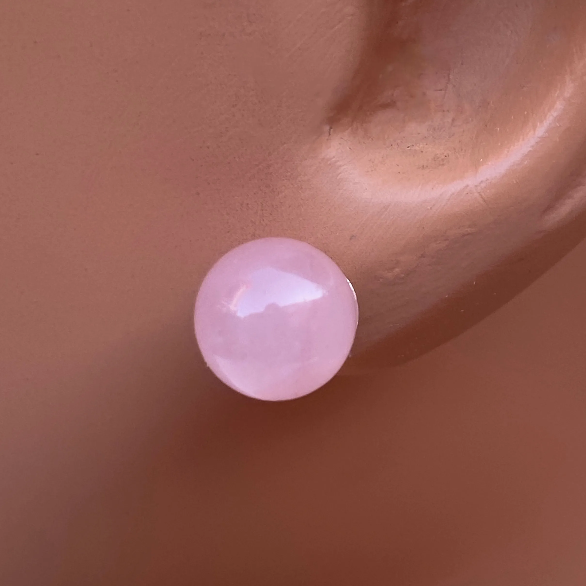 Rose Quartz gemstone stud earrings