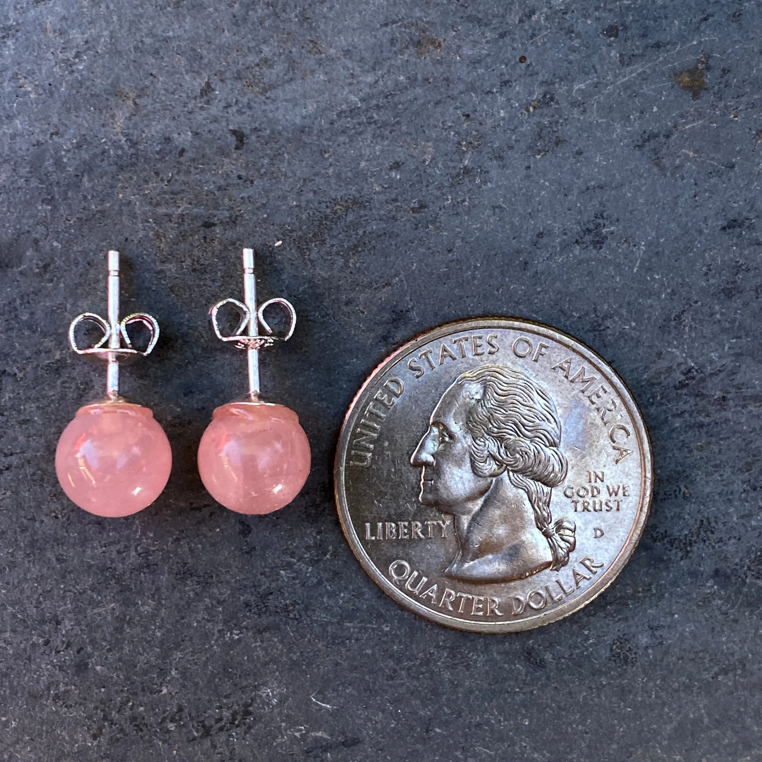 Rose Quartz gemstone stud earrings