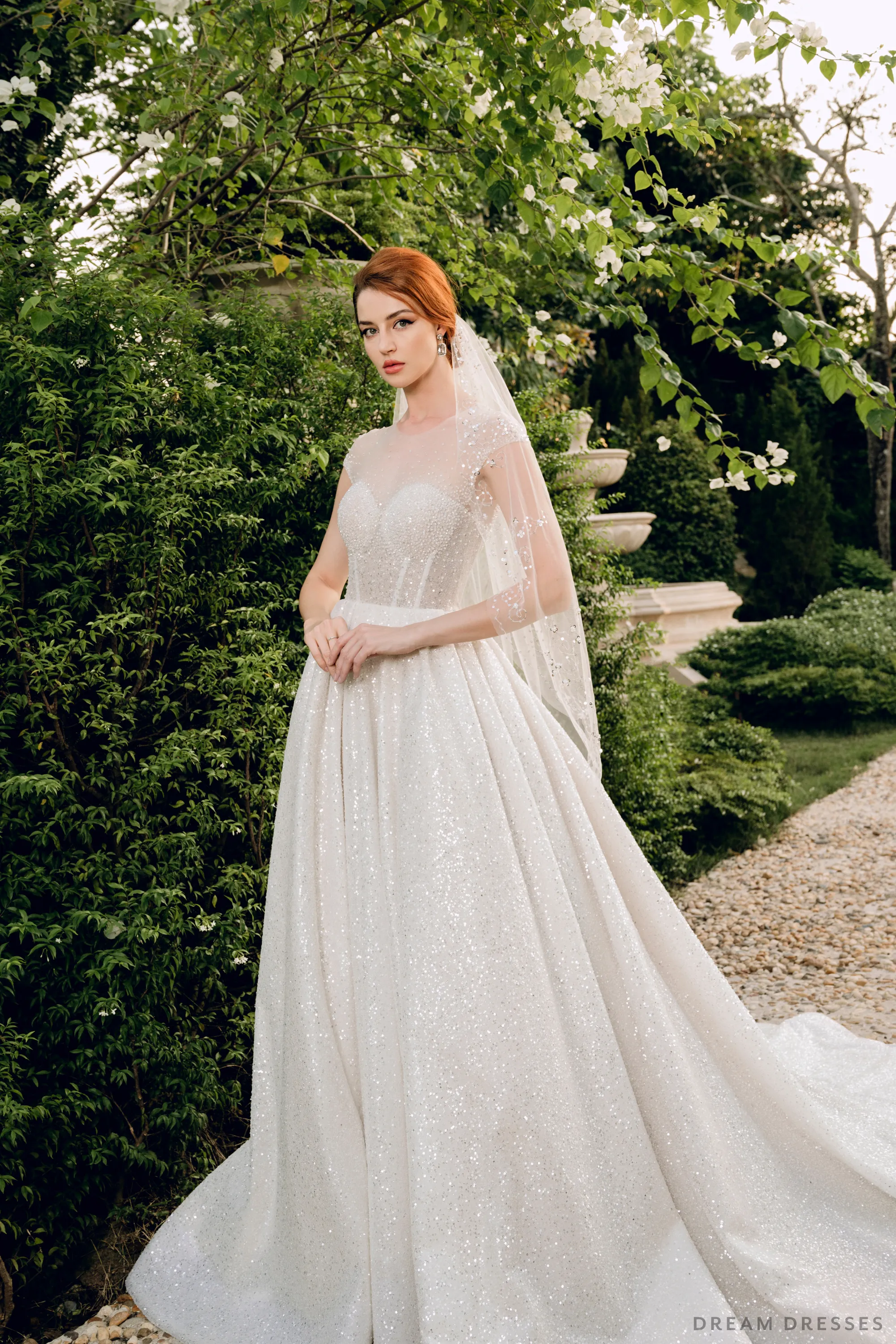 Royal Ballgown Wedding Dress with Crystal Embellishments (#CERIDWEN)