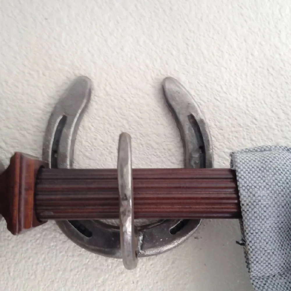 Rustic Horseshoe Curtain Rod Holder and Curtain Tie Back Set - The Heritage Forge