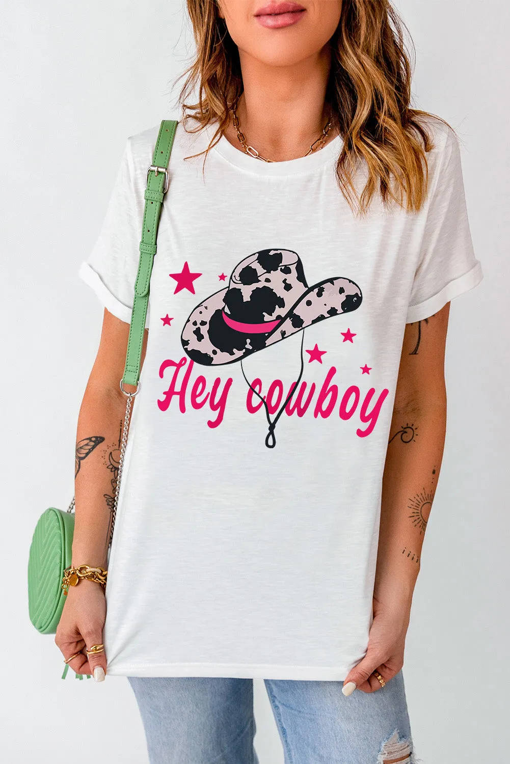Sage Graphic Round Neck Short Sleeve T-Shirt
