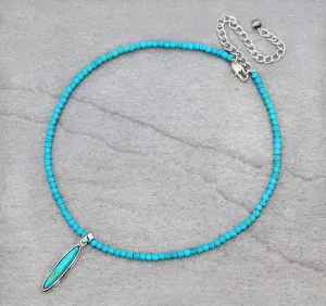 Short Dainty turquoise long charm necklace
