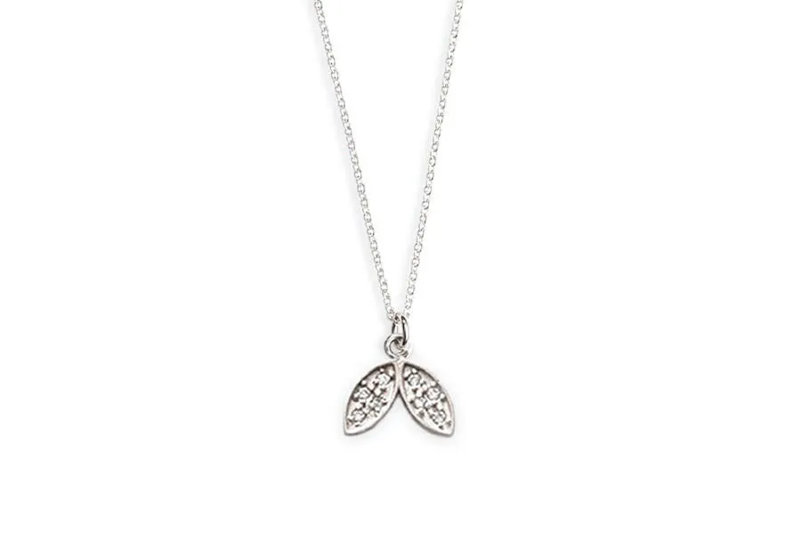 Silver Diamond Doublet Leaf Necklace
